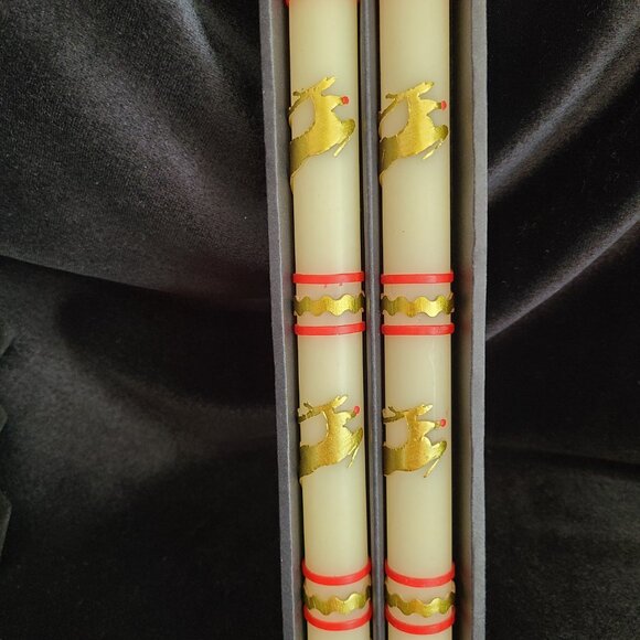 MacKenzie-Childs Reindeer Dinner Candles, Set of 2 - Picture 3 of 6